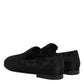 Black Floral Brocade Loafers Men Dress Shoes