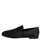 Black Floral Brocade Loafers Men Dress Shoes