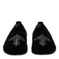Black Suede Cross Slip On Loafers Dress Shoes