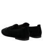 Black Suede Cross Slip On Loafers Dress Shoes