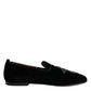 Black Suede Cross Slip On Loafers Dress Shoes