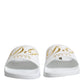 White Leather Slides Sandals Beachwear Shoes