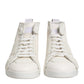 White Leather Mid Top Sneakers Shoes