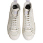 White Leather Mid Top Sneakers Shoes