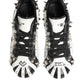 White Studded Printed Low Top Sneakers Shoes