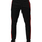 Red Stripe Cotton Logo Jogger Sweatpants Pants