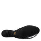 Black Leather Heels Slides Sandals Shoes