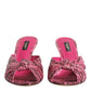 Pink Leather Heels Slides Sandals Shoes