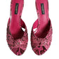 Pink Leather Heels Slides Sandals Shoes