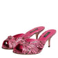 Pink Leather Heels Slides Sandals Shoes