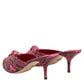 Pink Leather Heels Slides Sandals Shoes