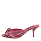 Pink Leather Heels Slides Sandals Shoes