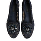 Blue Taormina Lace Crystals Flats Shoes