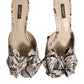 Multicolor Keira Bow Leather Peep Toe Mules Shoes