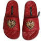 Red Devotion Matelassé Leather Slides Shoes