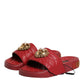 Red Devotion Matelassé Leather Slides Shoes