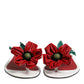 Red White KEIRA Flower Leather Sandals Shoes