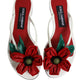 Red White KEIRA Flower Leather Sandals Shoes
