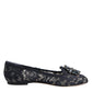 Blue Taormina Lace Crystals Flats Shoes
