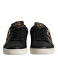 Black Leather Sacred Heart Sneakers Shoes