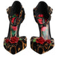 Brown Leopard Crystal Roses Pumps Shoes