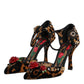 Brown Leopard Crystal Roses Pumps Shoes