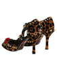Brown Leopard Crystal Roses Pumps Shoes