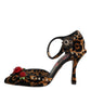 Brown Leopard Crystal Roses Pumps Shoes