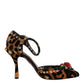 Brown Leopard Crystal Roses Pumps Shoes