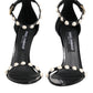 Black KEIRA Pearl Embellished Sandals Shoes