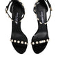 Black KEIRA Pearl Embellished Sandals Shoes