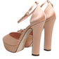 Pink Block Heels Ankle Strap Sandals Shoes