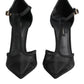 Black Mesh T-strap Stiletto High Heels Shoes
