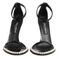Black KEIRA Pearl Embellished Sandals Shoes