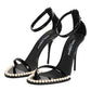 Black KEIRA Pearl Embellished Sandals Shoes