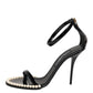 Black KEIRA Pearl Embellished Sandals Shoes