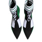 Green Stretch Sock Style Ankle Boots Shoes