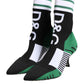 Green Stretch Sock Style Ankle Boots Shoes
