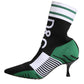 Green Stretch Sock Style Ankle Boots Shoes