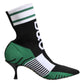 Green Stretch Sock Style Ankle Boots Shoes