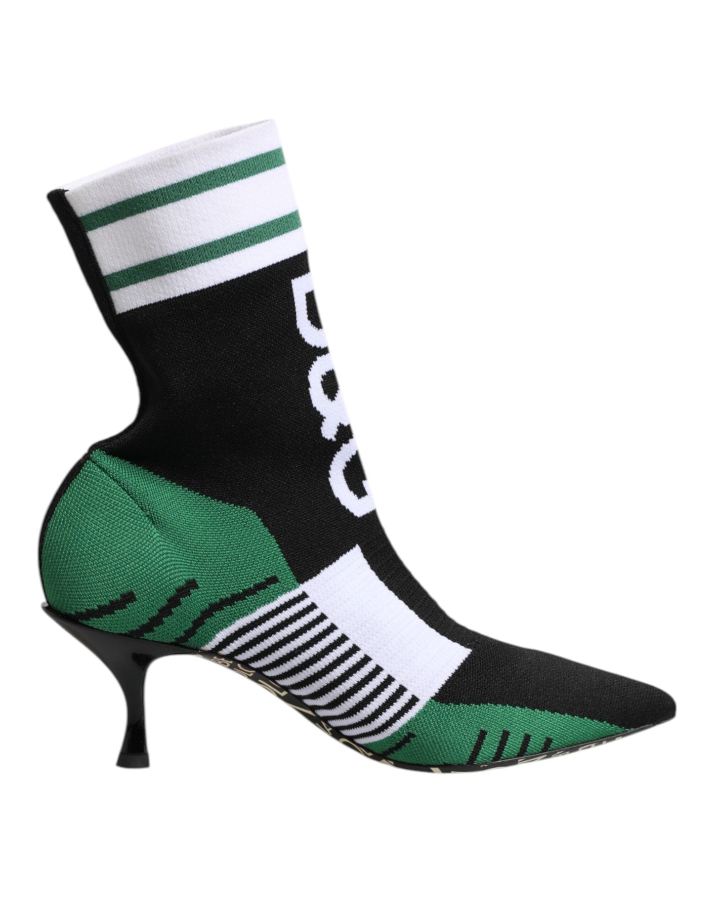 Green Stretch Sock Style Ankle Boots Shoes