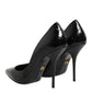 Black Leather Stiletto High Heels Pumps Shoes