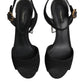 Black Crystal Ankle Strap Keira Sandal Shoes