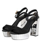 Black Crystal Ankle Strap Keira Sandal Shoes