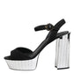 Black Crystal Ankle Strap Keira Sandal Shoes