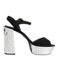Black Crystal Ankle Strap Keira Sandal Shoes