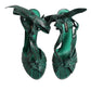 Green Python Leather Heels Sandals Shoes
