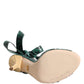 Green Python Leather Heels Sandals Shoes