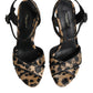 Brown Leopard Wedges Ankle Strap Sandals Shoes