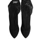 Black Silk Stretch Mesh Sock Boots Shoes